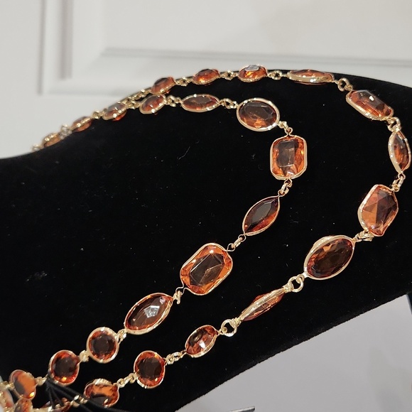 🔹️House of Harlow 🔹️1960 Gold and Amber Orange Gemstones   40" Necklace - Picture 5 of 8